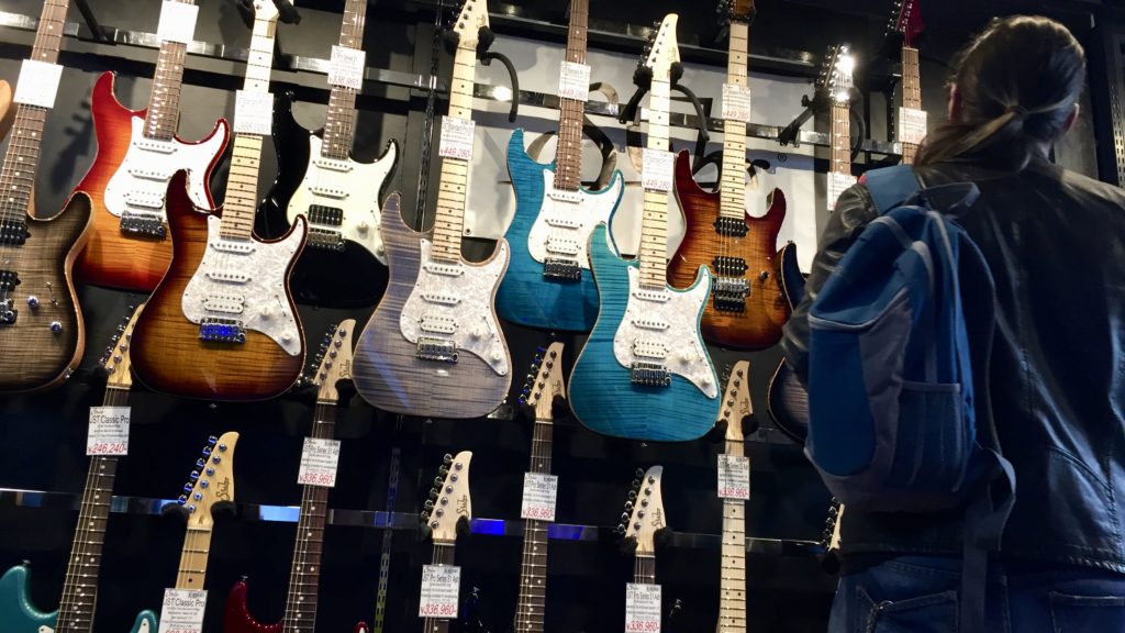 Ed in a Guitar Shop in Shinjuku, Tokyo. March 2017