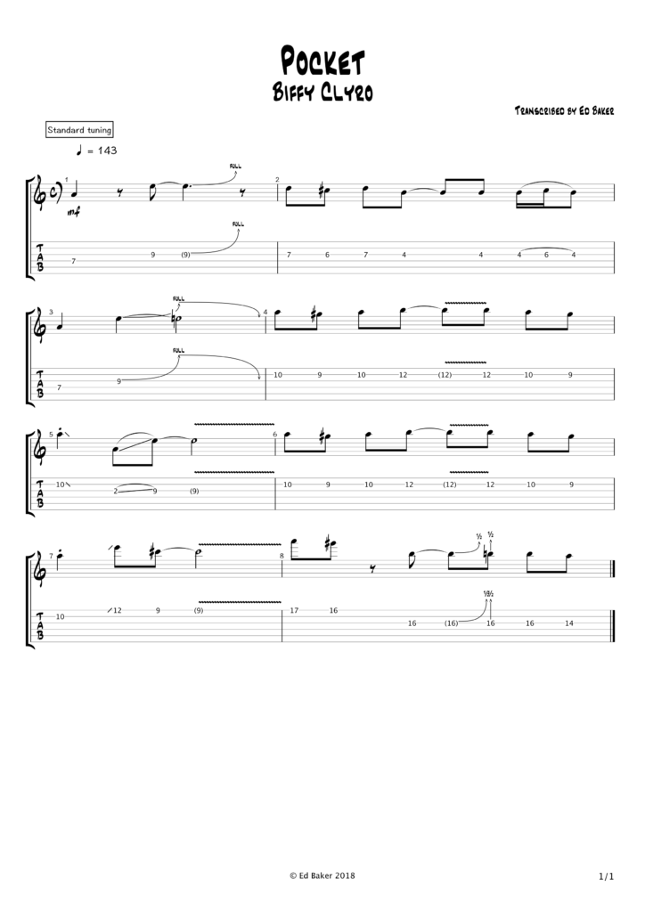 Biffy Clyro - Pocket guitar solo tab