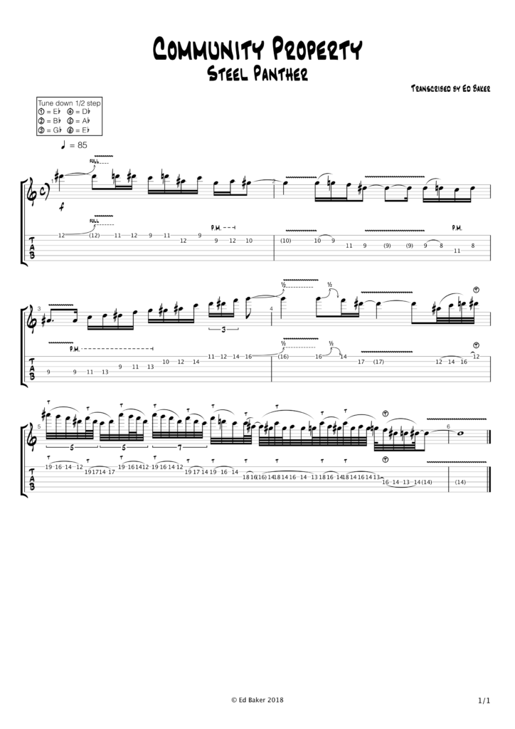 Steel Panther - Community Property Guitar Solo Tab