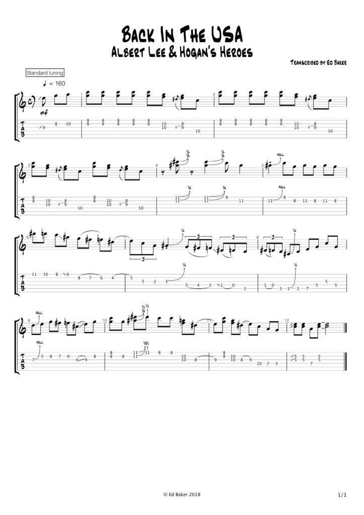 Albert Lee - Back In The USA guitar solo tab